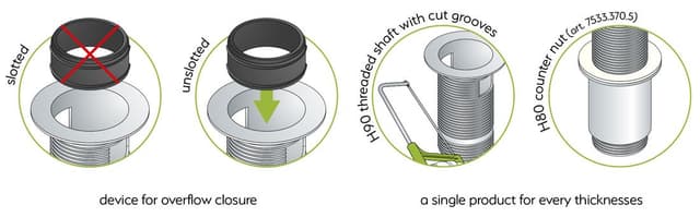 Korek umywalkowy 5/4“, klik-klak, duży grzybek, max 80mm, złoto