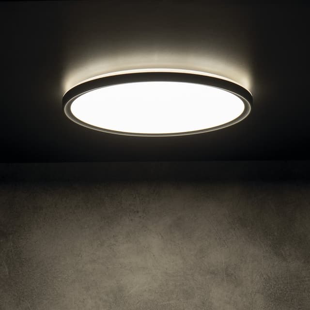 AZPO lampa sufitowa LED, średnica 420mm, 22W, IP54, czarny mat