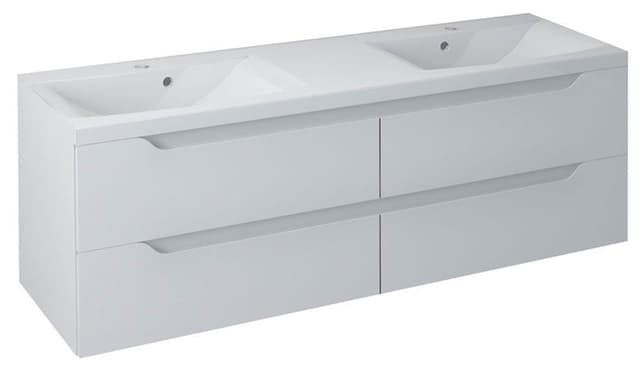 WAVE szafka umywalkowa 150x50x48cm, biała MDF z szufladami