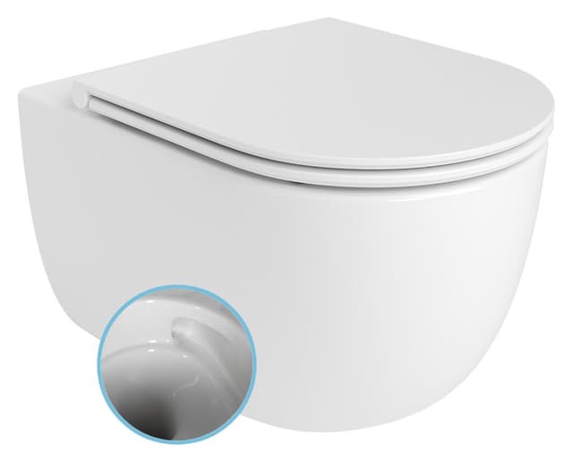 GLANZ WC misa wisząca, Vortex Rimless, 36x52,5cm, biały