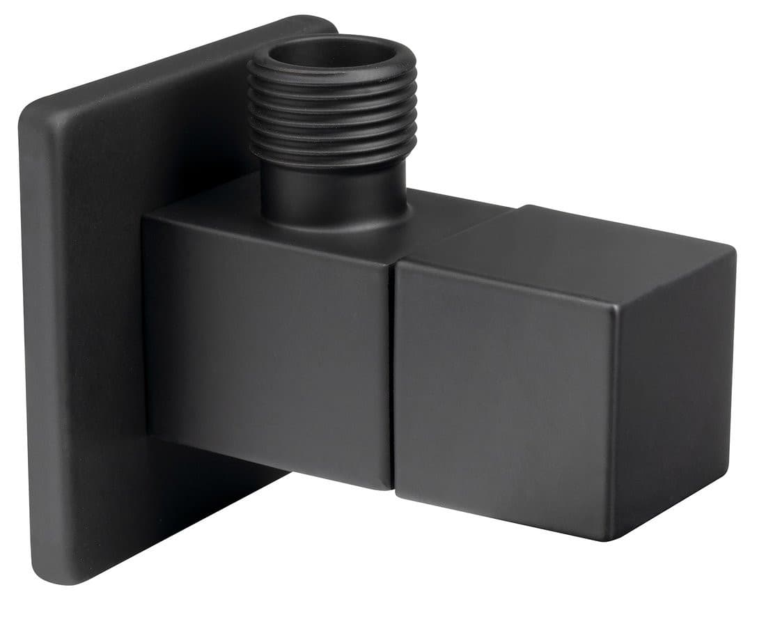 Zawór narożny 1/2&quot;x3/8&quot;, kwadratowy, czarny mat