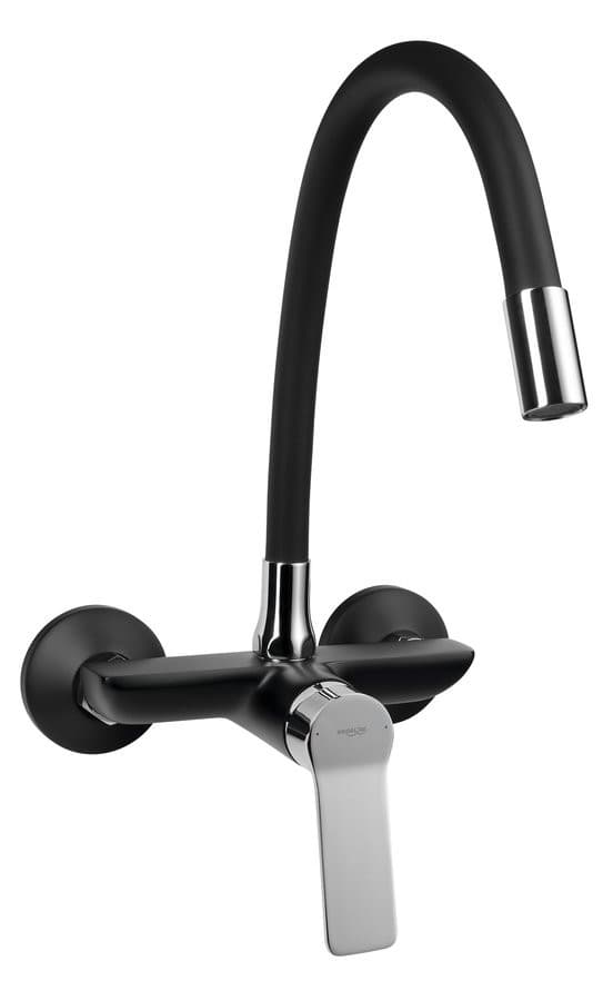 SINTRA bateria ścienna 3/4” z elastyczną wylewką, czarny/chrom