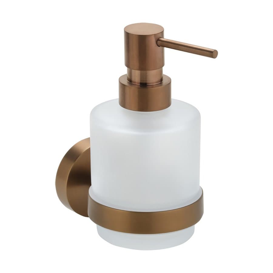 X-ROUND COPPER dozownik mydła 200ml, szkło mleczne, miedź mat