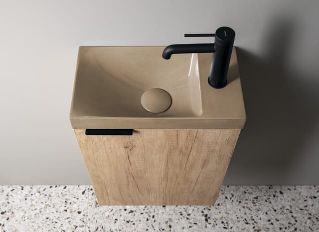 AGOS umywalka betonowa, 40x22cm, lewa/prawa, piaskowy połysk