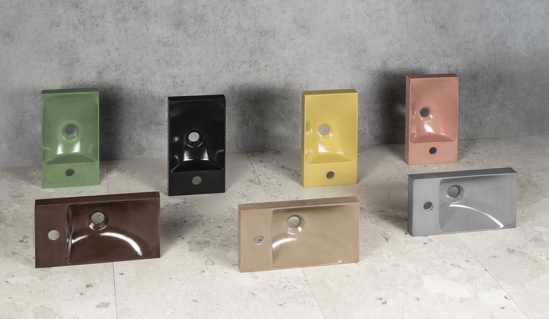 AGOS umywalka betonowa, 40x22cm, lewa/prawa, piaskowy połysk