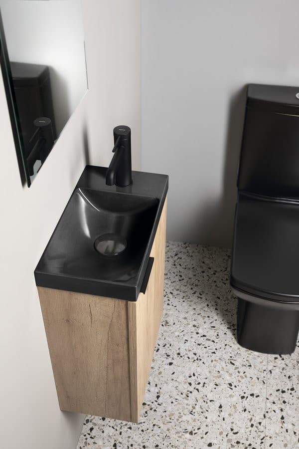 AGOS umywalka betonowa, 40x22cm, lewa/prawa, antracyt połysk