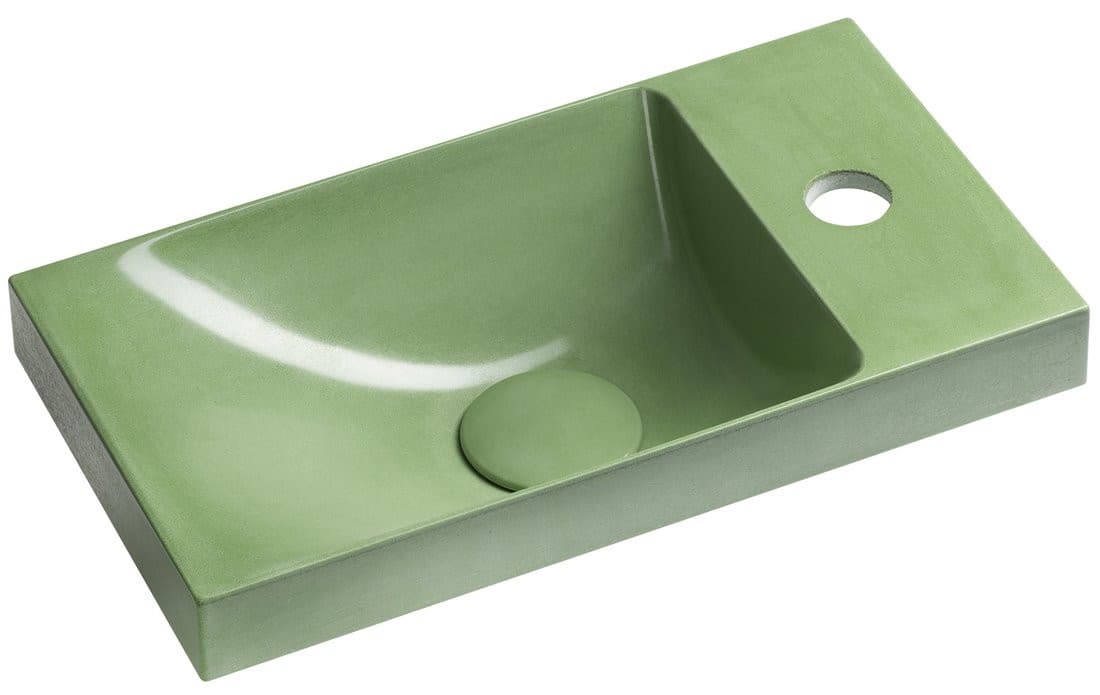 AGOS umywalka betonowa, 40x22cm, lewa/prawa, zielony połysk