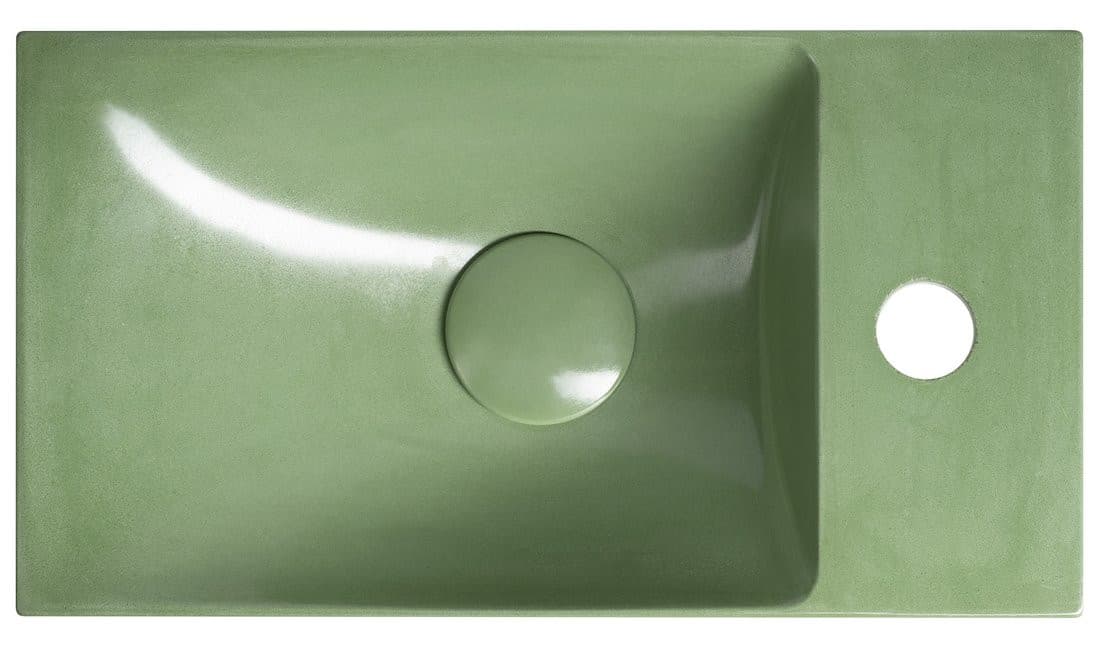 AGOS umywalka betonowa, 40x22cm, lewa/prawa, zielony połysk