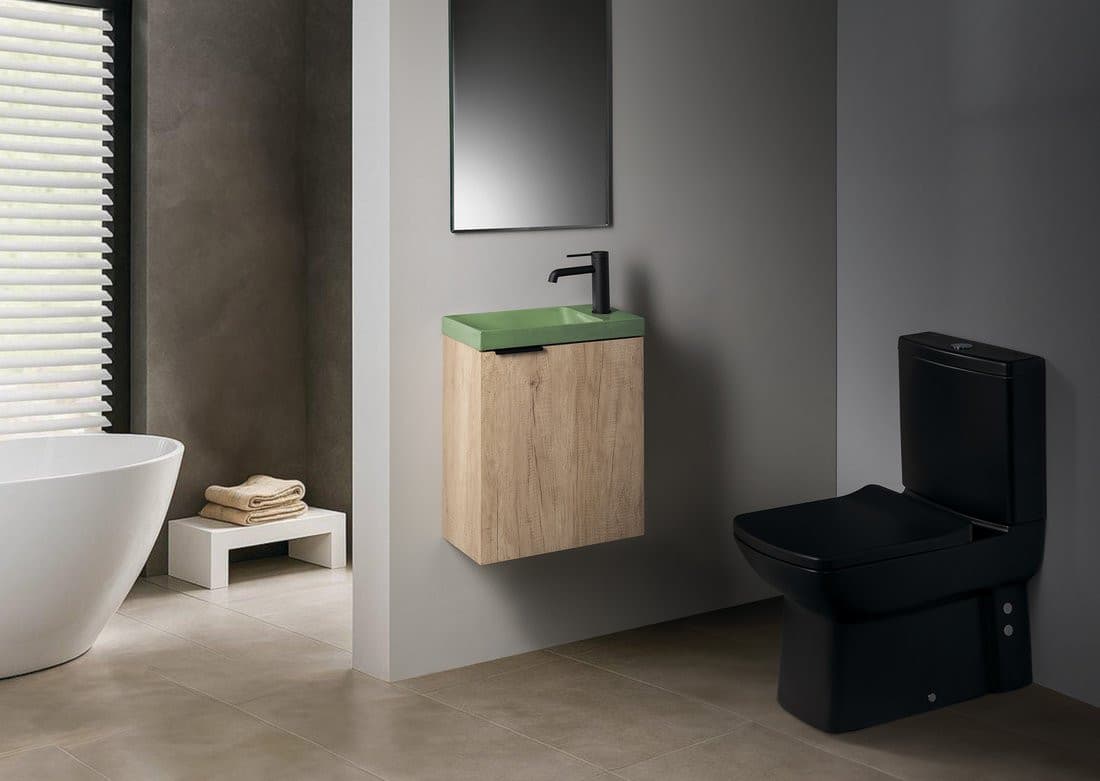 AGOS umywalka betonowa, 40x22cm, lewa/prawa, zielony połysk