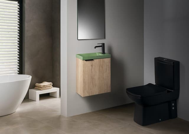 AGOS umywalka betonowa, 40x22cm, lewa/prawa, zielony połysk