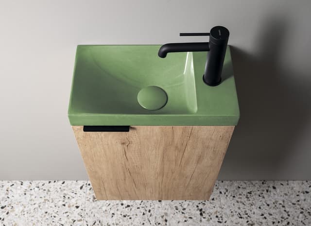 AGOS umywalka betonowa, 40x22cm, lewa/prawa, zielony połysk