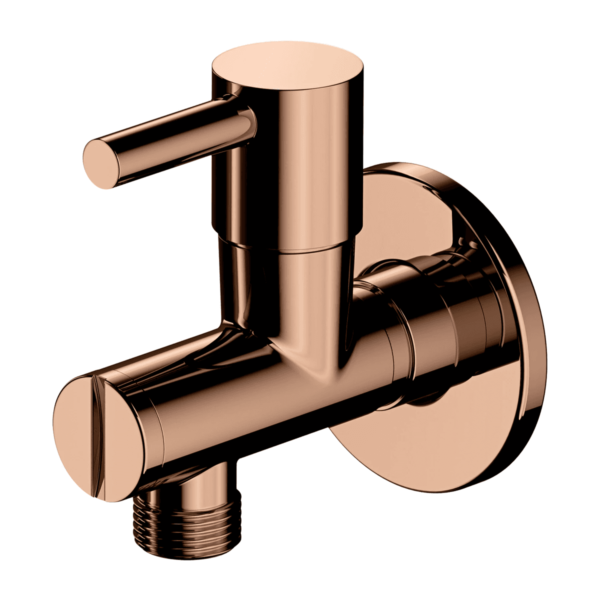 zawór kątowy, miedź połysk