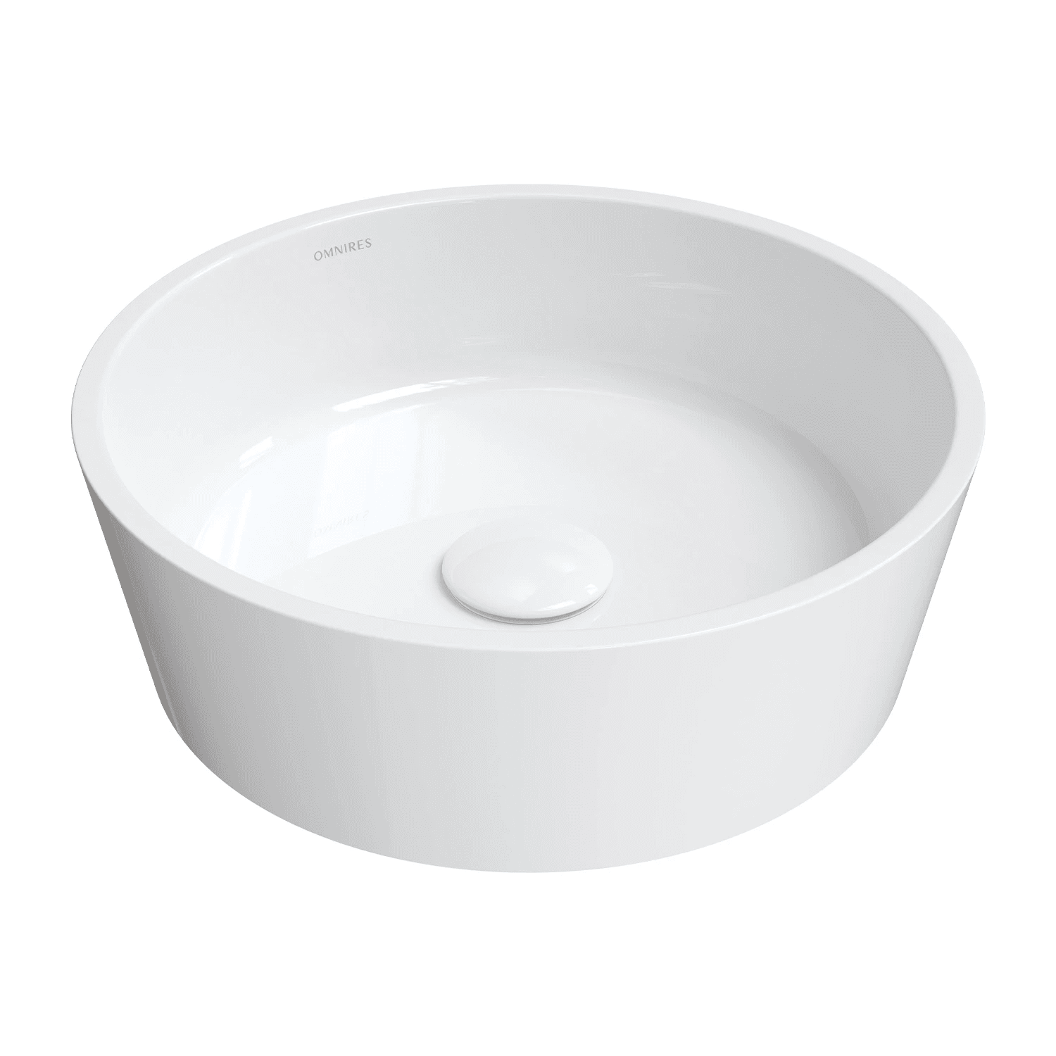 BARI M+ umywalka nablatowa, ø38 cm, biały połysk