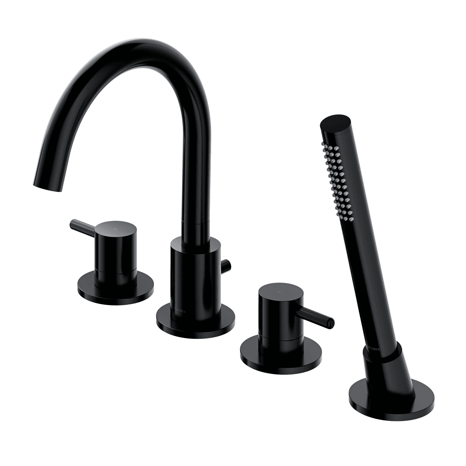 Y bateria wannowa 4-otworowa, czarny półmat