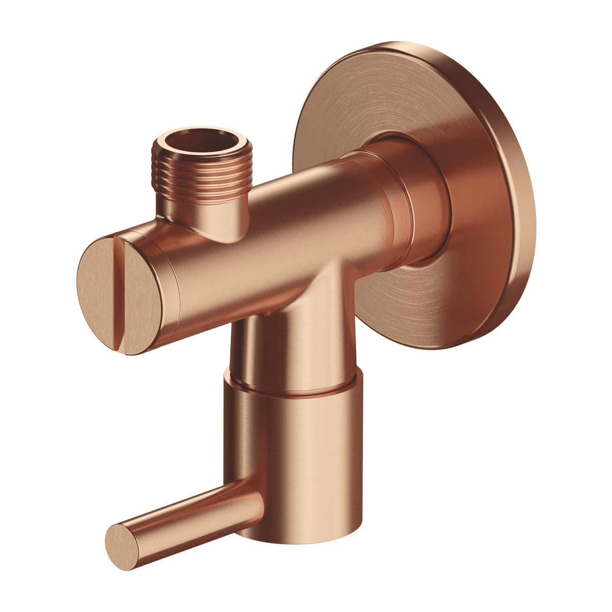 zawór kątowy, miedź szczotkowana