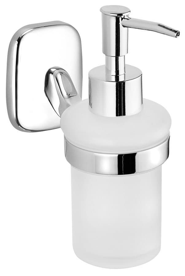 RUMBA dozownik mydła 160ml, mleczne szkło, chromowany