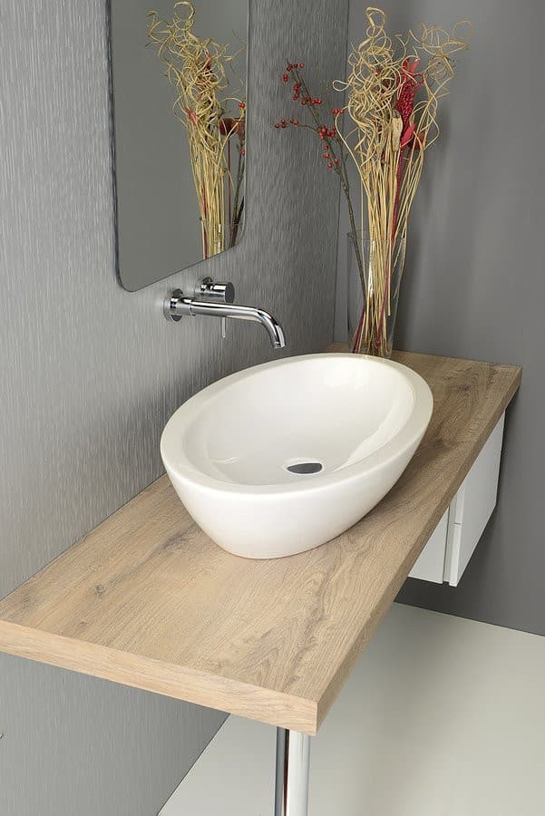 SISTEMA umywalka ceramiczna nablatowa 75x42cm, biała