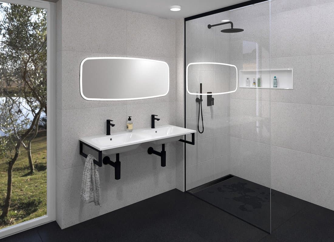 ARECA umywalka podwójna kompozytowa, 121x51,5cm, biały