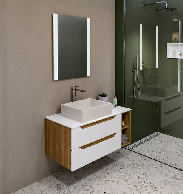 WAVE 80+20 zestaw łazienkowy, biała/dąb cuneo