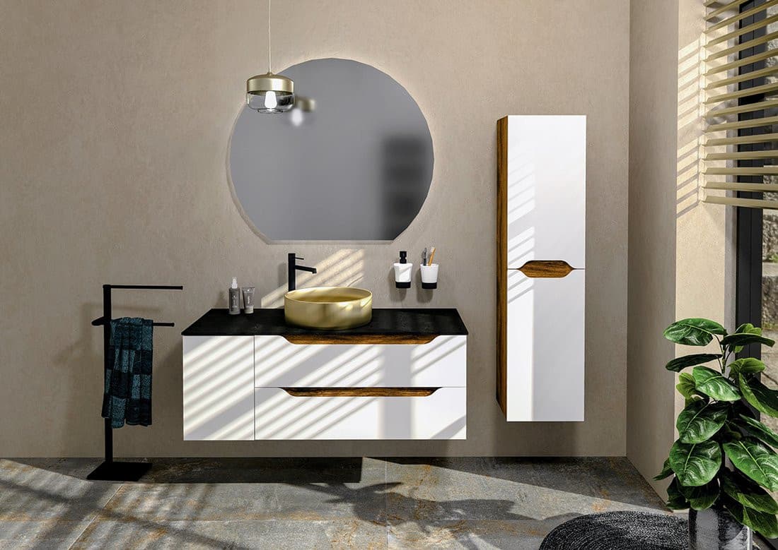 WAVE 30+90 zestaw łazienkowy, lewy, biała/dąb collingwood