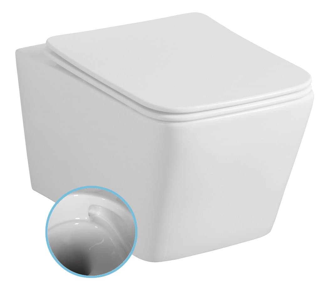 PORTO WC wiszące, Vortex Rimless, 36x52cm, biały