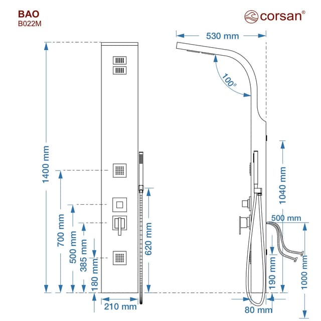 Panel prysznicowy Corsan BAO Mieszacz Drewno bambusowe