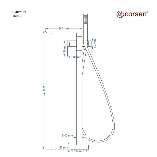 Bateria wannowa wolnostojąca TRINO CMB7159BL czarna