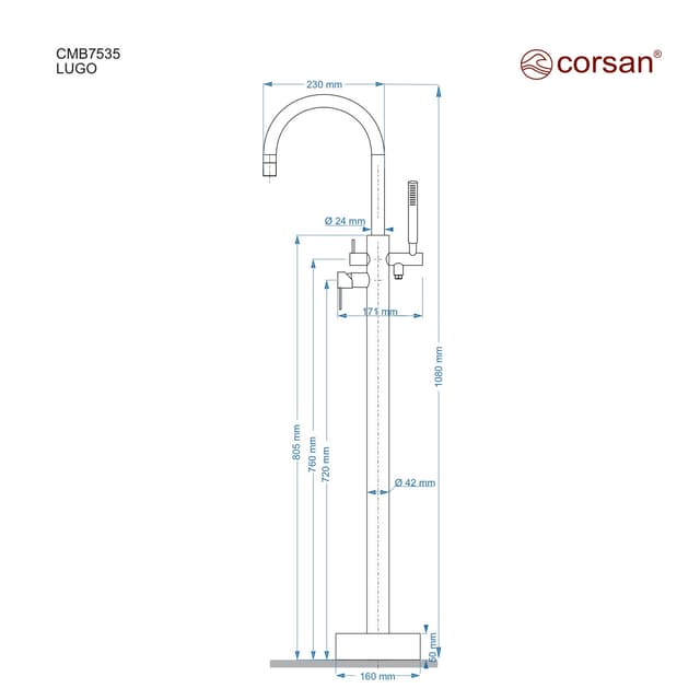 Bateria wannowa wolnostojąca LUGO CMB7535BL czarna