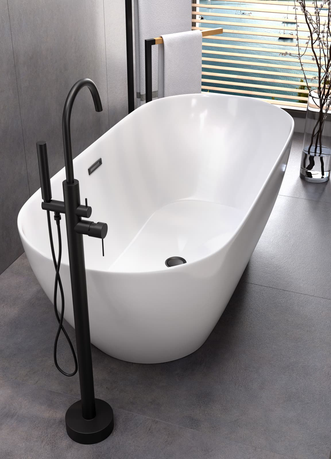 Bateria wannowa wolnostojąca LUGO CMB7535BL czarna