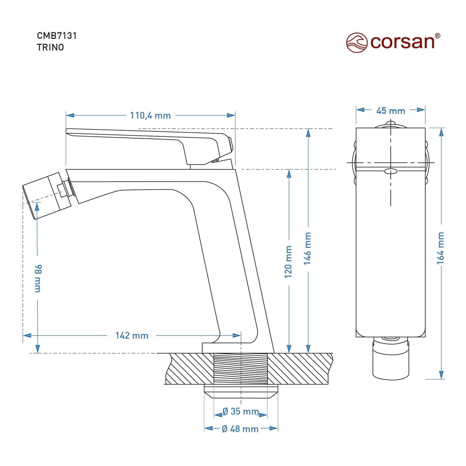 Bateria bidetowa TRINO CMB7131BL czarna