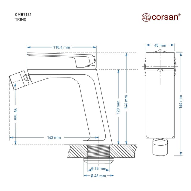 Bateria bidetowa TRINO CMB7131CH chromowana