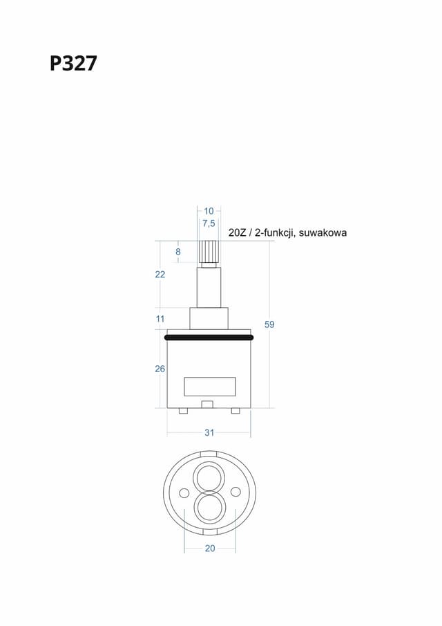 P327 - Głowica, głowiczka 2-funkcji suwakowa 59mm