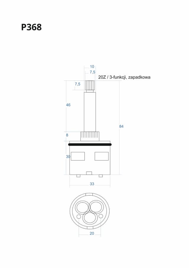P368 - Głowica, głowiczka 3-funkcji zapadkowa 84mm