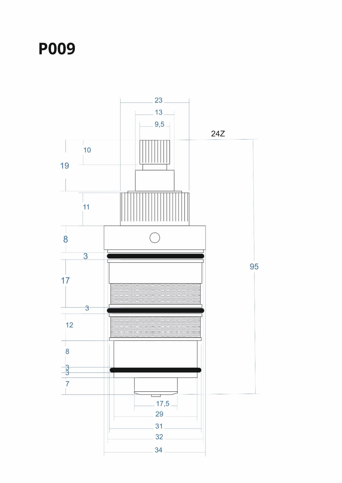 P009 - Głowica termostatyczna 95mm