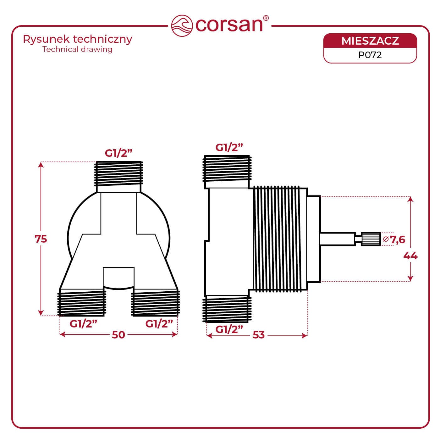 P072 - Mieszacz wody Corsan uniwersalny