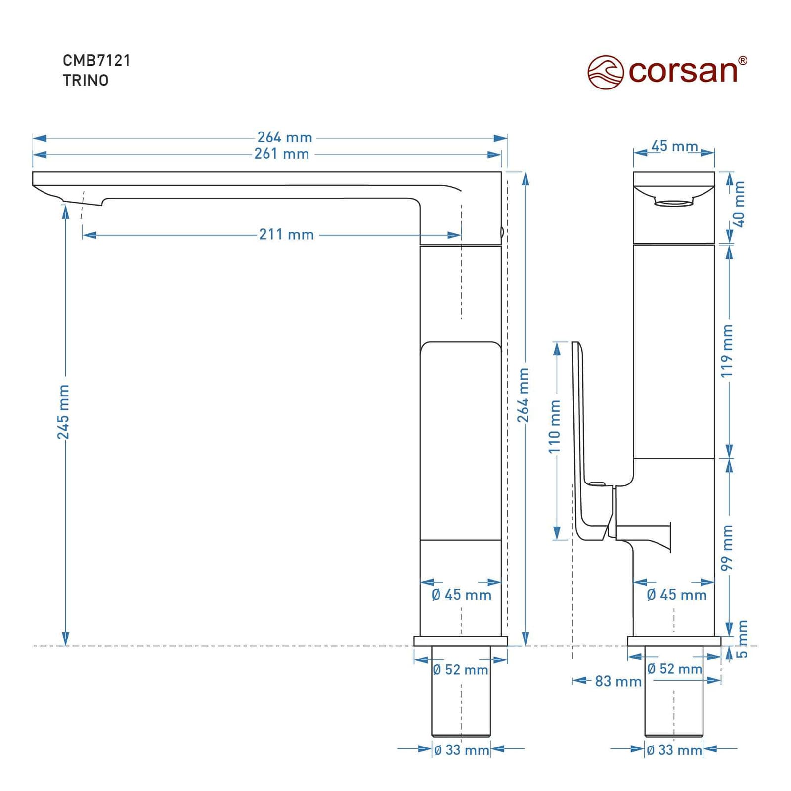 Bateria kuchenna TRINO CMB7121CH chromowana