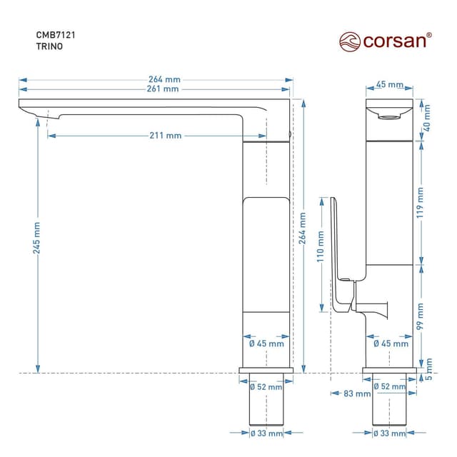 Bateria kuchenna TRINO CMB7121CH chromowana
