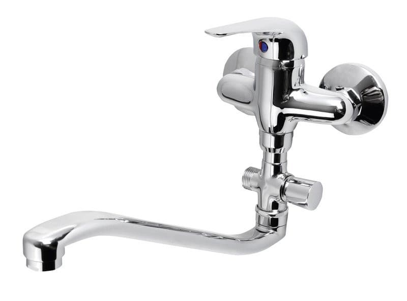 AQUALINE 35 bateria umywalkowa i wannowa ścienna, chromowana