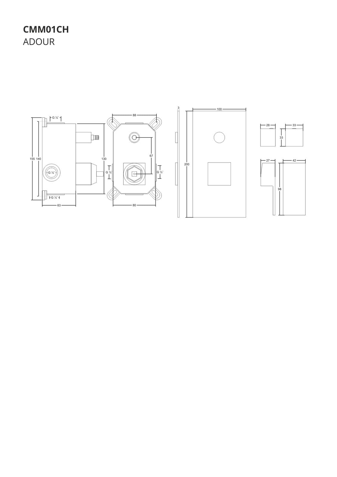 Prysznicowa bateria podtynkowa Corsan CMM01CH