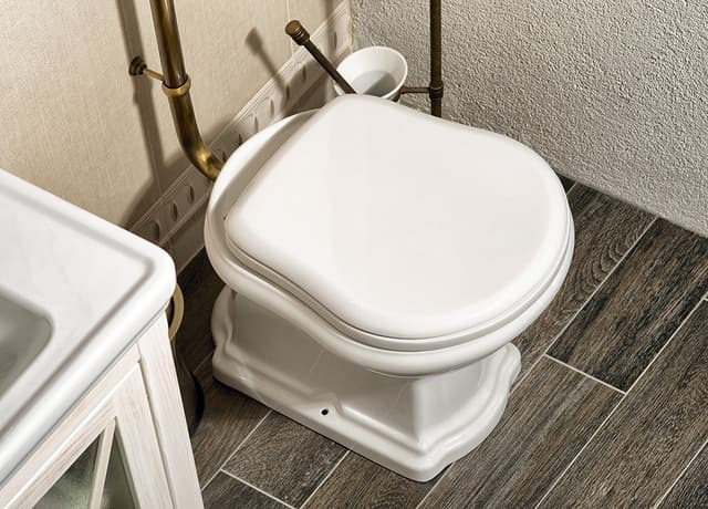 RETRO deska WC Soft Close, poliester, biała/brązowa