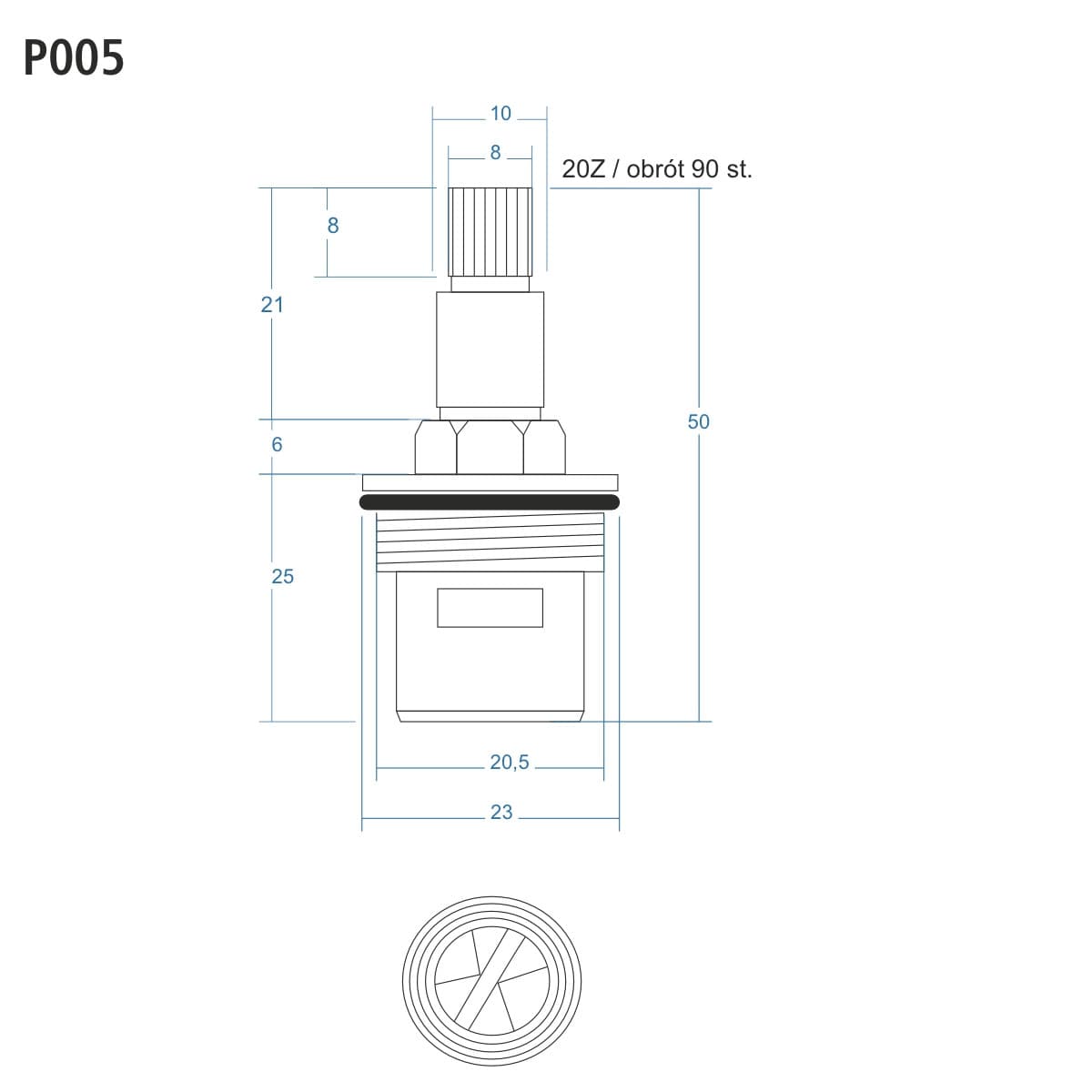 P005 - Głowica, głowiczka funkcji ON/OFF 51,47 mm