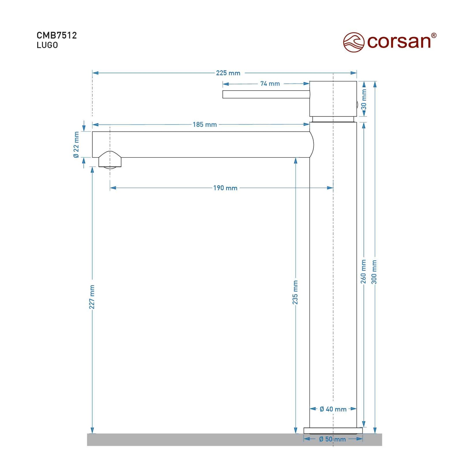 Bateria umywalkowa LUGO CMB7512BL wysoka czarna