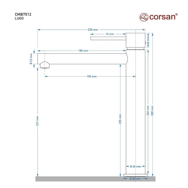 Bateria umywalkowa LUGO CMB7512BL wysoka czarna