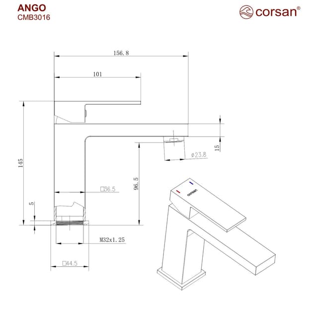Bateria umywalkowa ANGO CMB3016BL Czarna