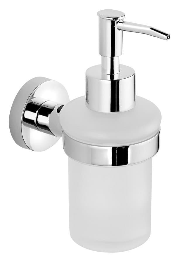 SAMBA dozownik do mydła 150ml, mleczne szkło, chrom