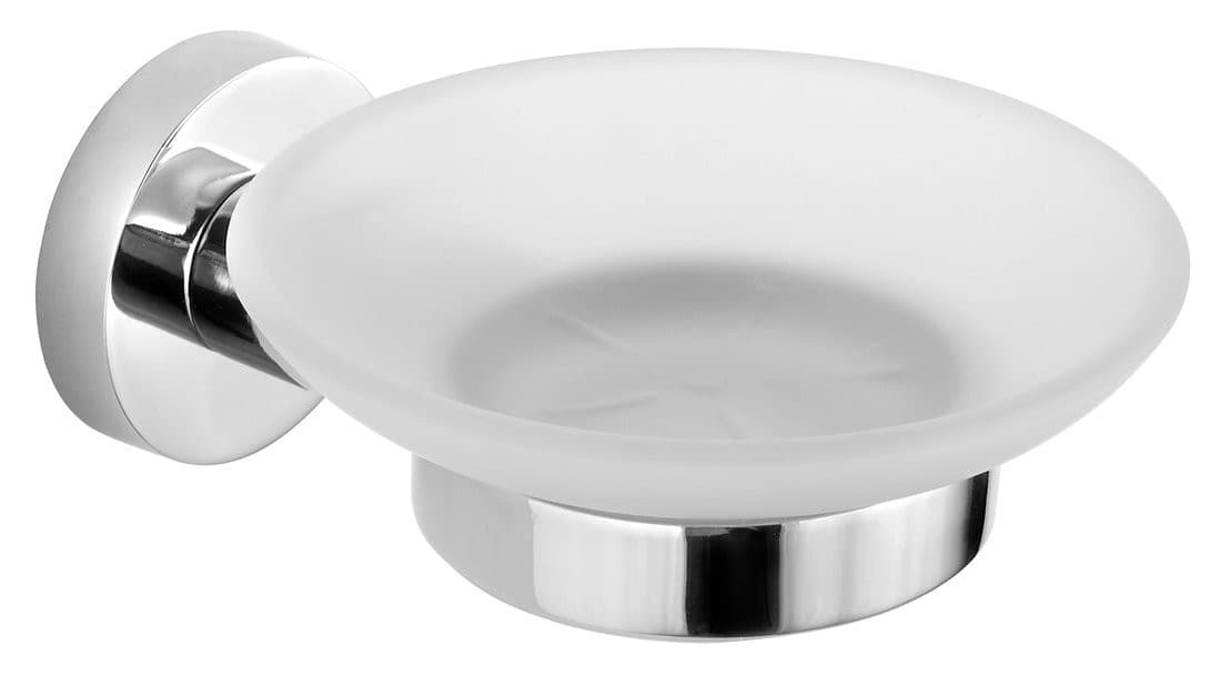 SAMBA mydelniczka szklana mleczna chromowana 108x52x120 mm