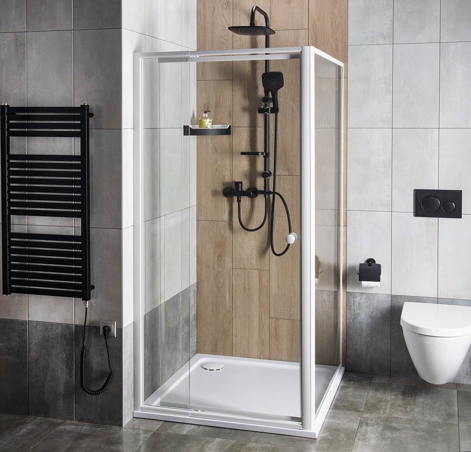 AMICO drzwi prysznicowe zawiasowe 740-820x1850mm, szkło bezramowe