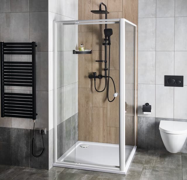 AMICO drzwi prysznicowe zawiasowe 740-820x1850mm, szkło bezramowe