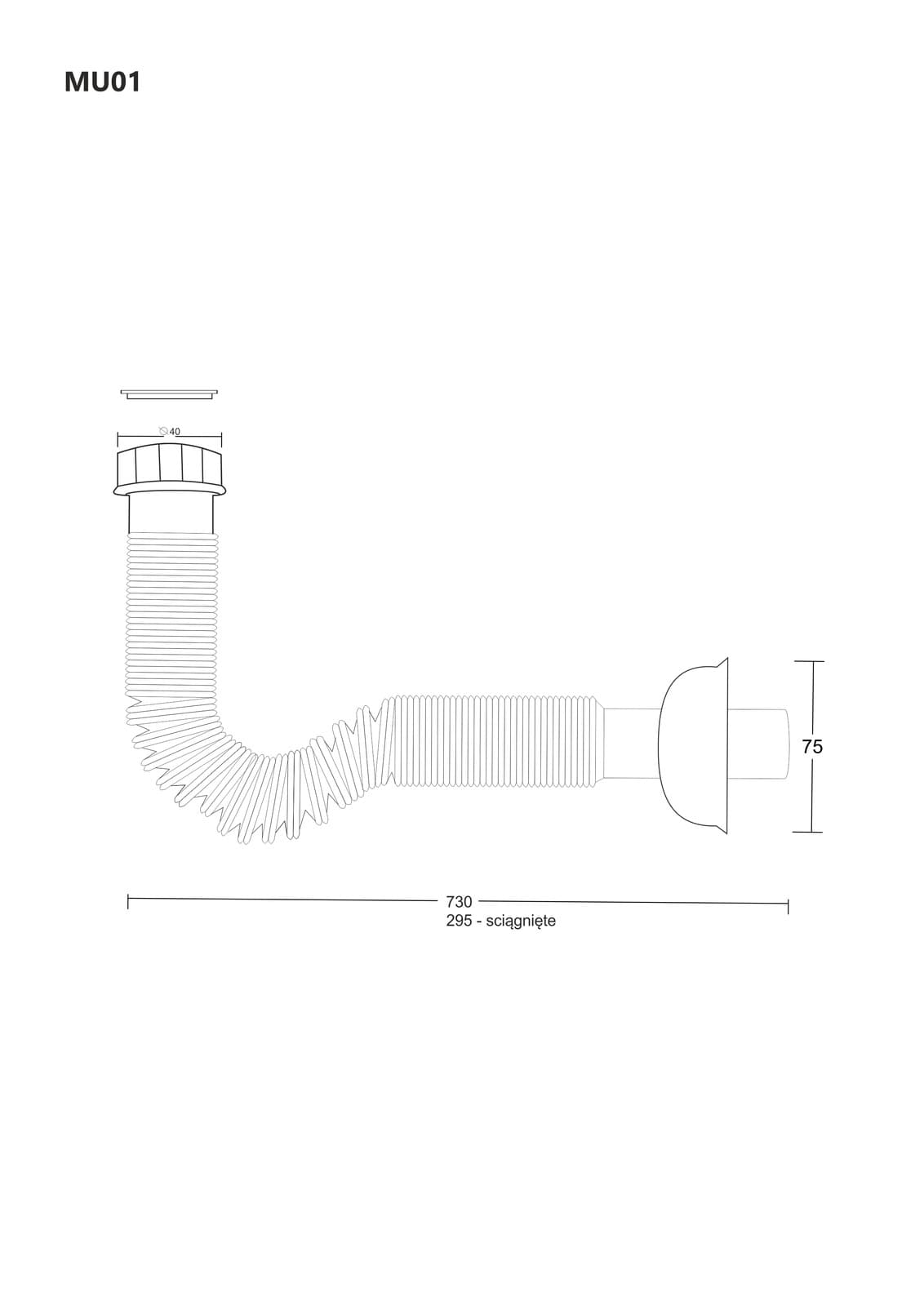 Odpływ harmonijkowy elastyczny do umywalki Corsan MU01
