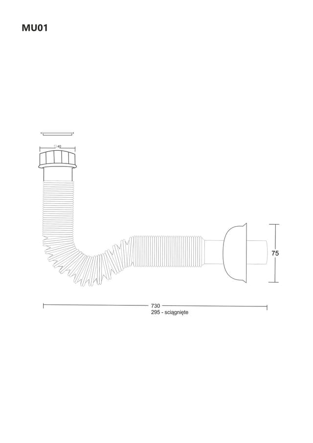 Odpływ harmonijkowy elastyczny do umywalki Corsan MU01